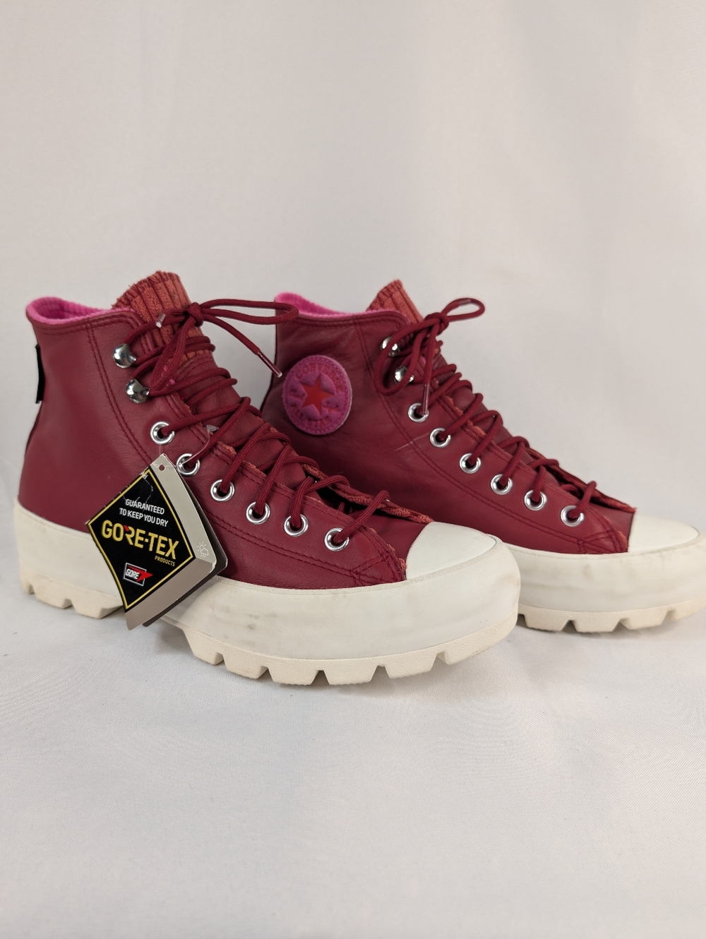 Converse Chuck Lugged Winter Gore-Tex Burgundy Leather Boot Womens Size 9 - Picture 4 of 11